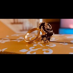 Vintage 18k HGE Ring Flower Garnet